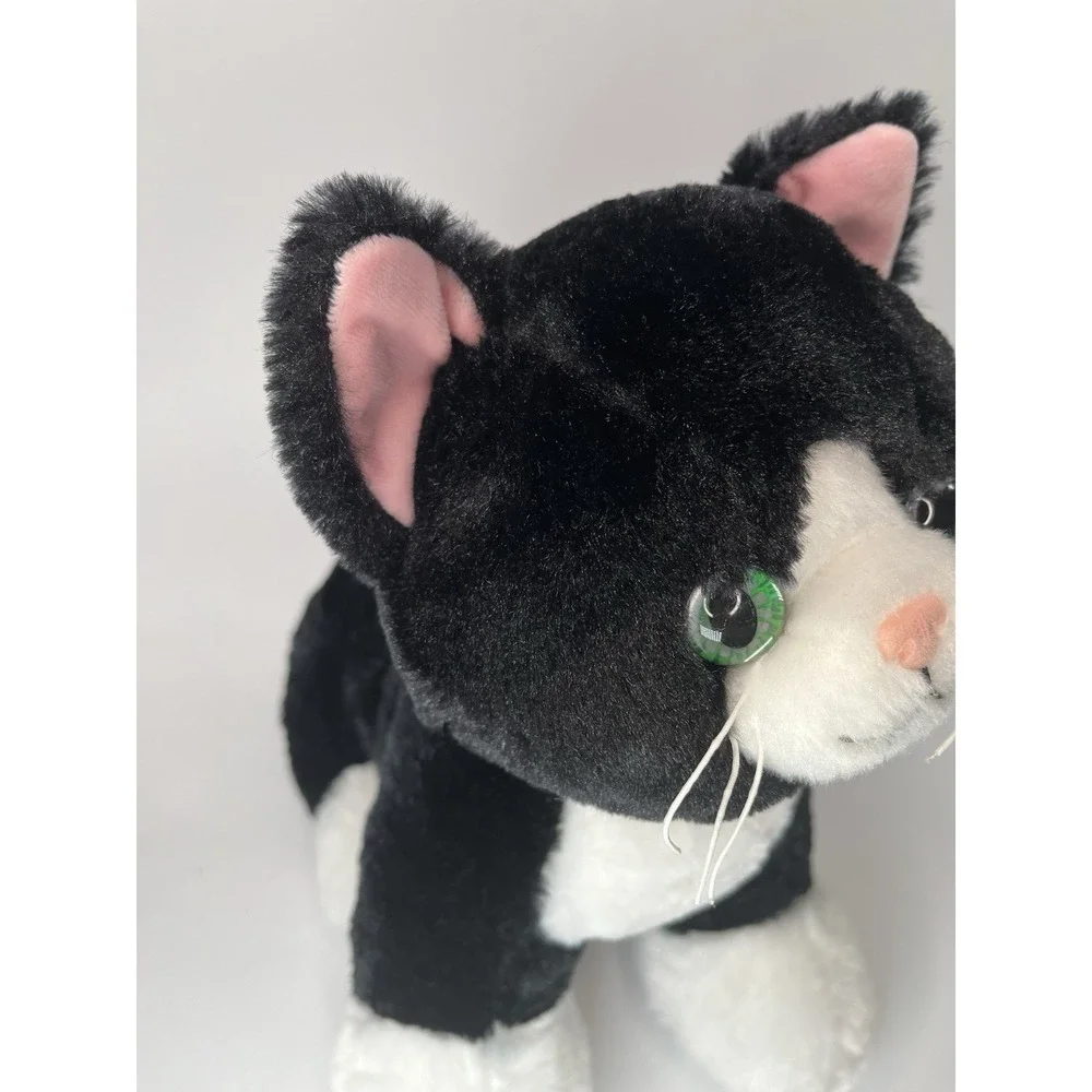 Build A Bear Promise Pets Tuxedo Cat Black Kitty Cat Green Eye Plush BAB